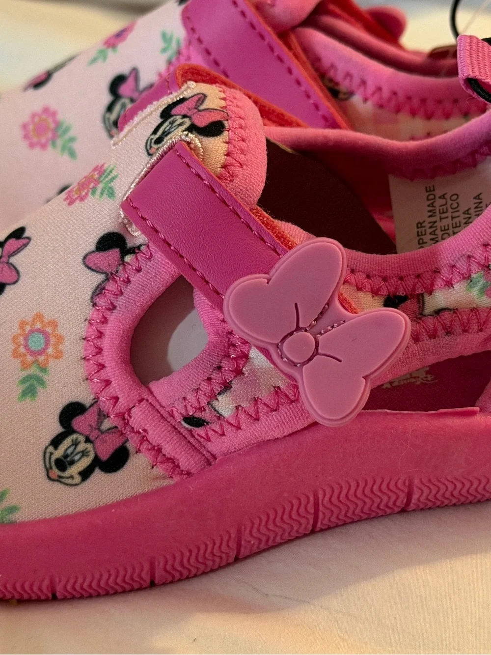 Disney Pink Minnie Mouse Floral Water Shoes with Velcro Strap